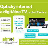 Ponuka optického internetu a televízie v našej obci Pavlice 1